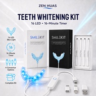 SmileKit  LED Teeth Whitening Kit 16 Blue Light Mouth Tray 4 Whitening Pens 16 Min Timer 4 Adapter O
