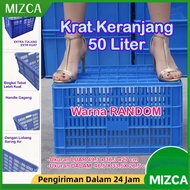MIZCA 50 Liter Crate Industrial Basket Fruit Crate Clothes Multipurpose Laundry Basket RANDOM COLOR