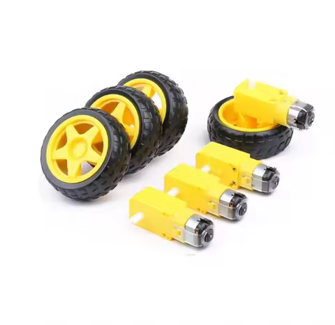 4 PCs DC Electric Motor DC 3-6V Dual Shaft Geared TT Magnetic Gearbox Engine with 65mm Plastic Car T