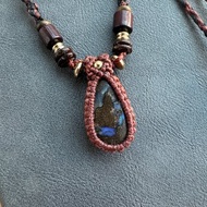 N1201 民族風 礫石澳寶 (Boulder opal) 銅珠 頸鏈 (可調長度)