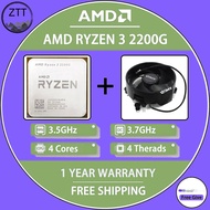 ใช้ AMD Ryzen 3 2200G R3 2200G 3.5 GHz Quad-Core Quad-Thread เครื่องประมวลผลซีพียูเต้ารับ Vage8 AM4ไ