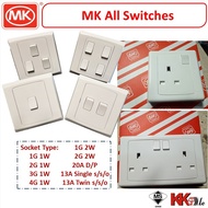 (Made in UK)MK brand Slimline Plus All switches - 1Gang 2Gang 3Gang 4Gang 13A Single Twin switch soc