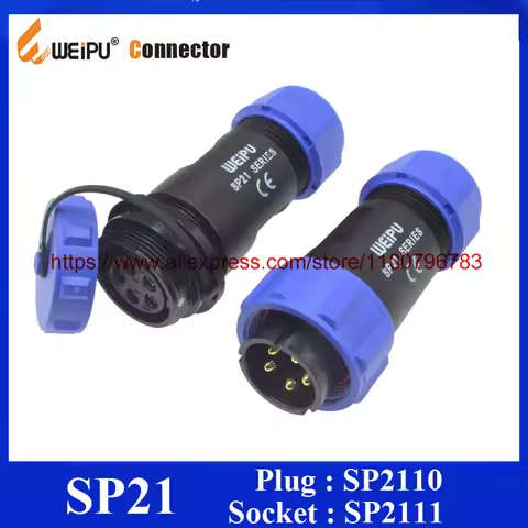 Original Weipu Connector SP21 2 3 4 5 5B 5C 6 6B 7 8 9 12 15 Pin IP68 Male Female Plug In-line Cable