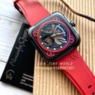 *Ready Stock*ORIGINAL Alexandre Christie 6577MARIPBARE Red FKM Rubber Automatic Power Reserve Men’s Watch