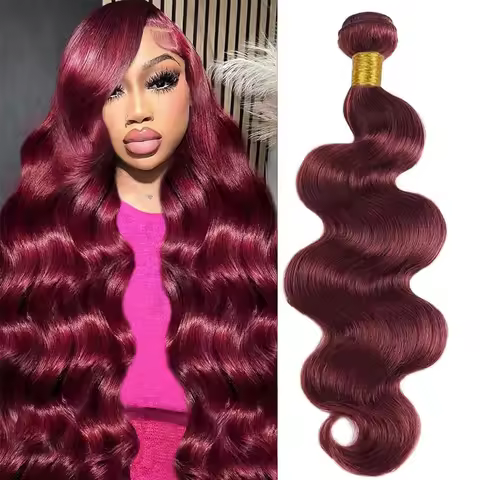 Burgundy Body Wave Human Hair Bundles 99J Brazilian Hair Extensions Remy Hair Weaving Red Color Hair