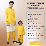 [yellow kuning] Baju Melayu Slimfit Teluk Belanga Kerabat senior junior Ayah & Anak Raya Sedondon