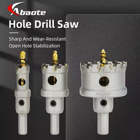 ABAOTE Hole Saw Drill Carbide Tip Titanium Core Center Drill Bit Hole Saw Cup Set Metal Alloy Wood M