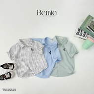 BERNIE KIDS - Striped shirt short sleeve embroidered with reindeer for baby Bernie