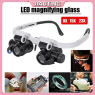 JIAUTING  Glasses Magnifier With LED Light 8X 15X 23X Watchmaker Jeweler Loupe JIAUTING