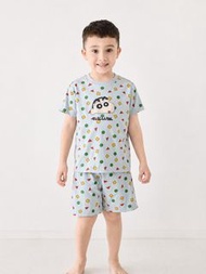 蠟筆小新 只藍綠 小新 100 110 cm 蠟筆小新 童裝套裝 睡衣 短袖短褲 Crayon Shin-chan 男童 女童 兩件套 日系 kids set 現貨