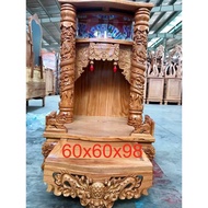 Bàn thờ thần tài ông địa gỗ gõ đỏ 60 X 98cm bàn thờ ông địa trạm rồng bàn thờ ông địa