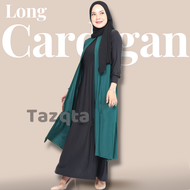 Long Cardigan Polos Outer Tanpa Lengan Rompi Panjang Kutung Fashiom Muslim Bahan Jersey - Cardigan K