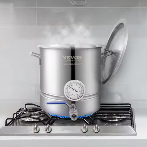 SucceBuy Stainless Steel Kettle 5 GALLON Brewing Pot Tri Ply Bottom for Beer Brew Kettle Pot Home Br