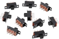 SS22F32 6 Pins 2 Positions PDT On/Off Slider 0.5 A Toggle Switch Plastic + Metal Pack of 10