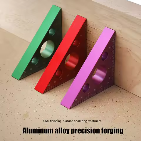 Aluminum Woodworking Carving Square Angle Ruler; Precision Right Angle Marking Tool; 45/90 Degree
