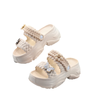 Sepatu Sandal Tali Wanita Premium Sendal Selop Wedges Cewek Kekinian Jelly Karet Tinggi