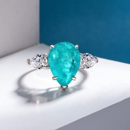 6 CT Pear Cut Lab Paraiba Sapphire Citrine High Carbon Diamond Gemstone Engagement Ring for Women 10