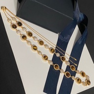 Casual Necklace Chain Letter Logo Double Choker Titanium Steel Waterproof Non Rusting Pendant Elegan