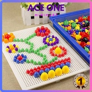 T4TOYS Board Beads Blocks for Kids with Beads Blocks Puzzle Building Nails Blocks Colorful Nails Peg