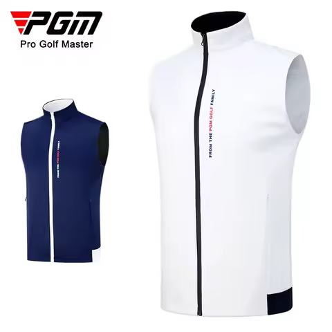 PGM Golf Men's Sweater Autumn Winter Windproof Vest Warm Stand Collar Vests Golf Clothing Men sports
