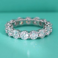 Artificial Diamond Moissanite (5mm) Ring Female 925 Silver 0.5ct * 13 Full Luxury Row Proposal