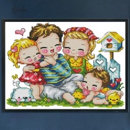 [Noel.sg] Cross Stitch Kits Cotton Cross Stitch for Adults Kids (Happy Family) Hot