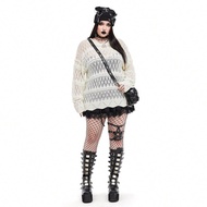 Goth Punk Dark Punk Goth Style Round Neck Drop Shoulder Pullover Sweater Knit Pullover Fall Winter O