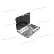 Outdoor RV Camper Kitchen Stainless Steel Gas Double-headed Stove Tools Tempered Glass Cover 2*1.35K
