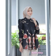 Durable Modern Women's Batik Tops Women's Batik Puffy Shoulder Peplum Umbrella Wide Aurora Blouse