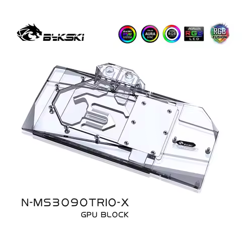 Bykski Full Cover GPU Water Cooling RGB Block w/ Backplate for MSI RTX3080 3090 GAMING X TRIO N-MS30