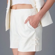 中式亞麻短褲 (香草白色) |香港設計|休閑|上班穿着