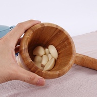 1* Natural Bamboo Mortar And Pestle Garlic Press Pot Pedestal Bowl Herb Masher Herb Mills Pepper Spi