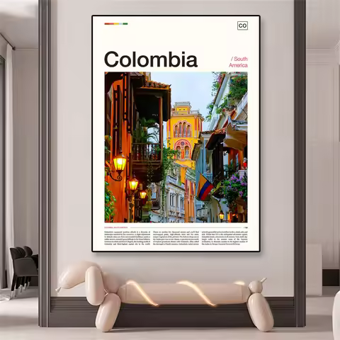 Colombia Travel Poster South America Wall Art Colombia Prints Colorful Travel City Landscape Canvas 