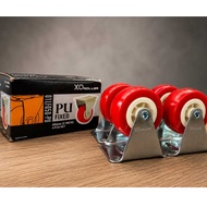 (XOR) 2" LIGHT DUTY RIGID TOP PLATE CASTOR C/W RED POLYURETHANE WHEEL 4PCS/BOX