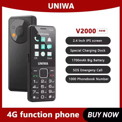 UNIWA V2000 Big Push-Button 4G Phone Dual Screen 0.3MP Camera FM Radio Keyboard 1700mAh Cellphone Su