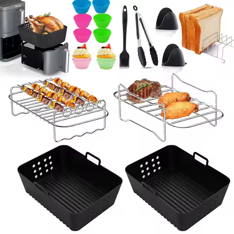 Air Fryer Silicone Mold /Grill Rack/Utensils Set for Ninja Double Stack XL/Foodi SL400EU, AF300EU/AF