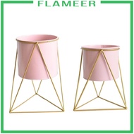 [Flameer] Plant Holder Stand Flower Pot Decor ,Round ,Geometric Flower Pot Shelf Flower Basket for Home Living Room Patios