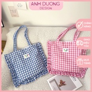 Korean style ruffle pattern tote bag for women going to school, work, or going out