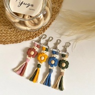 Macrame小花編織鑰匙圈 吊飾 送禮 畢業禮物 掛飾 手作