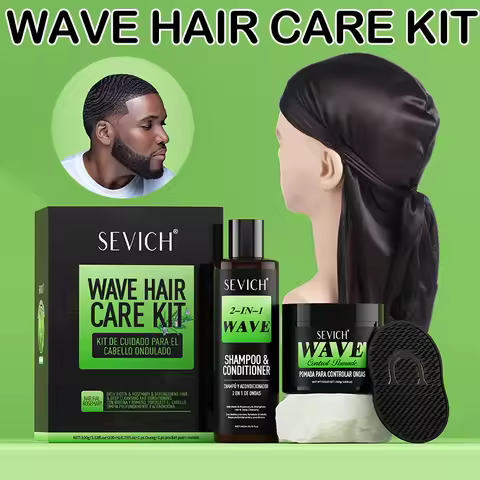 360 Style Wave Control Pomade Shampoo Kit Sport Strong Hold Wave Hair Gel With Brush Silk Rag Cap Wa