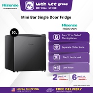 (2022 New Model) Hisense 60L Single Door 1-Door Mini Bar Refrigerator Fridge Peti Sejuk RR60D4ABN Wah Lee Store