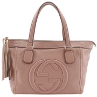 กระเป๋าถือ Gucci Soho Tote Bag GG Tassel 282307 หนังลูกวัวสีชมพู กระเป๋าสะพายไหล่/กระเป๋าถือขนาด A4 