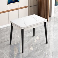 全城熱賣 - 意式輕奢小戶型可伸縮折疊家用實木岩板餐桌椅 組合長方形吃飯桌子（快遞送貨上門）