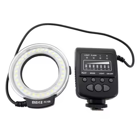 Meike MK-FC100 Ring Macro LED Fill Light Universal Compact Studio Constant-Light & Flash Compatible 