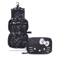 murmur 網狀三摺盥洗包 | hello kitty (低調黑) | 附吊飾