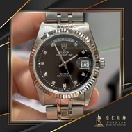 🤴🏻👑  無敵經典狗牙圈！黑面鑽石字 Tudor 76214 36mm 星期日曆