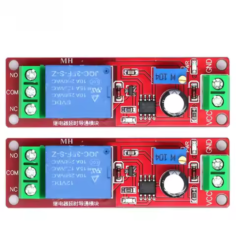 NE555 Monostable Timer Control Board – 0-10S Adjustable Delay Relay Module with 5V/12V DC Power Swit