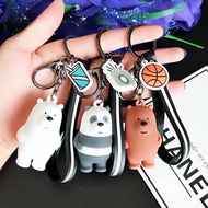 Korean We Bare Bears Keychain 3D Cute Cartoon Car Pendent Charm Keyring Key Chain Quality Keyholder Bag Accessories