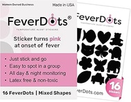 16 Fever Alert Stickers in 16 Shapes (11mm). Easy-to-See Temperature Monitoring for All-Day and Nigh