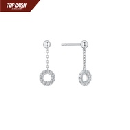 Top Cash Jewellery 10K Lab Grown Dangling Small Circle Diamond Stud Earrings